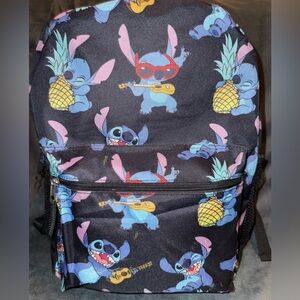 Disney Stitch 16” Full-Size Backpack Pineapple & Ukulele Guitar Allover Print